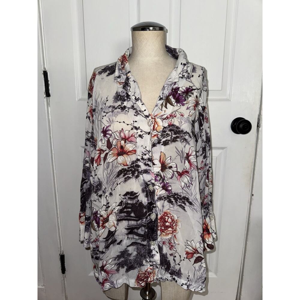 Tianello Women’s Aida Blouse Floral Rayon Size‎ M USA